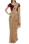 Buy_Galang Gabaan_Beige Handloom Linen Saree_at_Aza_Fashions