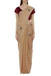 Galang Gabaan_Beige Handloom Linen Saree_Online_at_Aza_Fashions