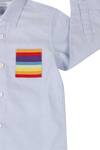 Partykles_Blue Oxford, Cotton Patchwork Rainbow Pocket Shirt_Online_at_Aza_Fashions