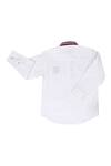 Shop_Partykles_White Cotton Embroidery Band Collar Shirt _at_Aza_Fashions