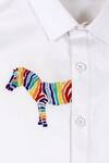 Partykles_White Cotton Embroidery Zebra Shirt _Online_at_Aza_Fashions