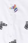 Partykles_White Cotton Embroidery Zebra Print Shirt_Online_at_Aza_Fashions