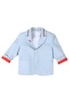 Buy_Partykles_Blue Cotton Knit Stripe Detail Blazer _at_Aza_Fashions