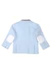 Shop_Partykles_Blue Cotton Knit Stripe Detail Blazer _at_Aza_Fashions
