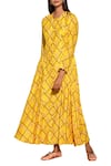 Buy_Swati Vijaivargie_Yellow Cotton Silk Round Printed Long Tunic _at_Aza_Fashions