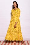 Swati Vijaivargie_Yellow Cotton Silk Round Printed Long Tunic _Online_at_Aza_Fashions