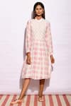 Swati Vijaivargie_Off White Cotton Silk Band Collar Floral Print Tunic _Online_at_Aza_Fashions