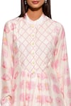 Buy_Swati Vijaivargie_Off White Cotton Silk Band Collar Floral Print Tunic _Online_at_Aza_Fashions