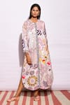 Swati Vijaivargie_Off White Linen Satin Round Printed Long Tunic _Online_at_Aza_Fashions