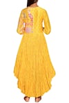 Shop_Swati Vijaivargie_Yellow Cotton Silk V Neck High Low Tunic _at_Aza_Fashions