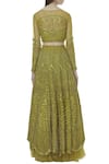 Shop_Mani Bhatia_Green Net Round Embroidered Lehenga Set _at_Aza_Fashions