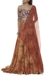 Buy_Mani Bhatia_Orange Georgette Floral Print Lehenga Set _at_Aza_Fashions