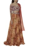 Mani Bhatia_Orange Georgette Floral Print Lehenga Set _Online_at_Aza_Fashions