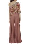 Shop_Mani Bhatia_Pink Crepe Printed Top With Flared Pants Set_at_Aza_Fashions