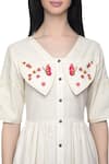 Shop_S & V Designs_Off White Dobby Cotton Embroidered Midi Dress_Online_at_Aza_Fashions