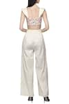 Shop_S & V Designs_Off White Dobby Cotton Sweetheart Neck Embroidered Crop Top Pant Set  _at_Aza_Fashions