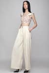 Buy_S & V Designs_Off White Dobby Cotton Sweetheart Neck Embroidered Crop Top Pant Set  _Online_at_Aza_Fashions