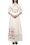 Buy_S & V Designs_Off White Dobby Cotton Round Embroidered Maxi Dress  _at_Aza_Fashions