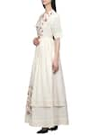 Buy_S & V Designs_Off White Dobby Cotton Round Embroidered Maxi Dress  _Online_at_Aza_Fashions