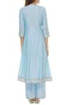 Shop_Khwaab by Sanjana Lakhani_Blue Cotton Silk V Neck Paneled Kurta Set_at_Aza_Fashions