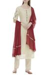 Buy_Samyukta Singhania_Cream Voil Round Chanderi Kurta Set _at_Aza_Fashions