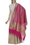 Shop_Samyukta Singhania_Pink Banarasi Silk Dupatta_at_Aza_Fashions