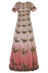 Buy_Nitin Bal Chauhan Fusion_Coral Tulle Round Neck Embroidered Kurta Lehenga Set For Women_Online_at_Aza_Fashions
