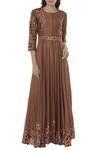 Buy_Alok & Harsh_Brown Chanderi Embroidered Anarkali_at_Aza_Fashions