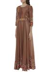 Buy_Alok & Harsh_Brown Chanderi Embroidered Anarkali_Online_at_Aza_Fashions