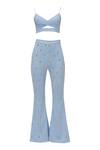 Shop_Babita Malkani_Blue Neoprene Embellished Pant Set_Online_at_Aza_Fashions