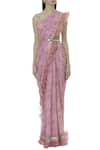 Avvantikaa S Parwani_Pink Organza Ruffle Saree And Blouse Set_Online_at_Aza_Fashions