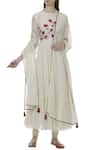 Buy_Ivory by Dipika_Off White Chanderi Round Neck Anarkali Set  _at_Aza_Fashions