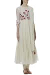 Ivory by Dipika_Off White Chanderi Round Neck Anarkali Set  _Online_at_Aza_Fashions