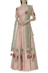 Buy_Ivory by Dipika_Peach Raw Silk Square Neckline Chanderi Embroidered Lehenga Set  _at_Aza_Fashions