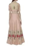 Shop_Ivory by Dipika_Peach Raw Silk Square Neckline Chanderi Embroidered Lehenga Set  _at_Aza_Fashions