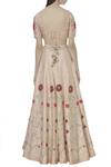 Shop_Ivory by Dipika_Peach Chanderi V Neck Embroidered Lehenga Set  _at_Aza_Fashions