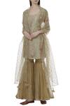 Ivory by Dipika_Beige Chanderi Round Kurta Sharara Set  _Online_at_Aza_Fashions