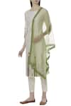 Ivory by Dipika_White Chanderi Round Neck Kurta Set  _Online_at_Aza_Fashions