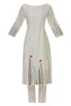 Buy_Ivory by Dipika_White Chanderi Round Neck Kurta Set  _Online_at_Aza_Fashions