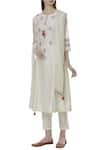 Buy_Ivory by Dipika_Off White Chanderi Silk Round Neck Kurta Set  _at_Aza_Fashions