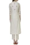 Shop_Ivory by Dipika_Off White Chanderi Silk Round Neck Kurta Set  _at_Aza_Fashions