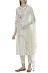 Ivory by Dipika_Off White Chanderi Silk Round Neck Kurta Set  _Online_at_Aza_Fashions