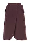 Shop_Chambray & Co._Wine Linen Midi Skirt_at_Aza_Fashions