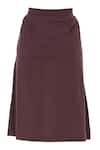 Chambray & Co._Wine Linen Midi Skirt_Online_at_Aza_Fashions
