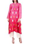 Shop_Abhijeet Khanna_Pink Chanderi Silk Kurta_Online_at_Aza_Fashions