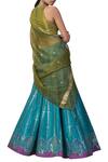 Shop_Ekaya_Blue Silk Banarasi Handwoven Lehenga Set_at_Aza_Fashions