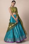 Ekaya_Blue Silk Banarasi Handwoven Lehenga Set_Online_at_Aza_Fashions