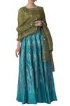 Shop_Ekaya Banaras_Blue Silk Banarasi Handwoven Lehenga Set_at_Aza_Fashions