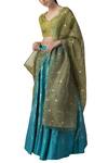 Buy_Ekaya Banaras_Blue Silk Banarasi Handwoven Lehenga Set_at_Aza_Fashions