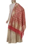 Shop_Samyukta Singhania_Red Banarasi Silk Dupatta_at_Aza_Fashions